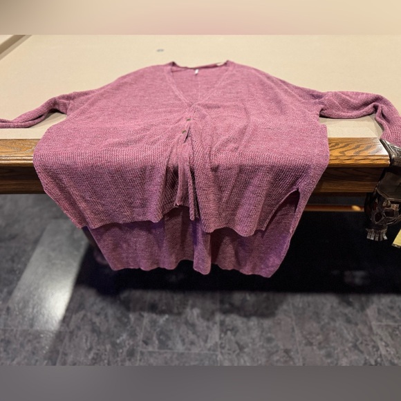 Free people TGIF Oversized SML cardigan raspberry pink high low marled - Picture 11 of 12